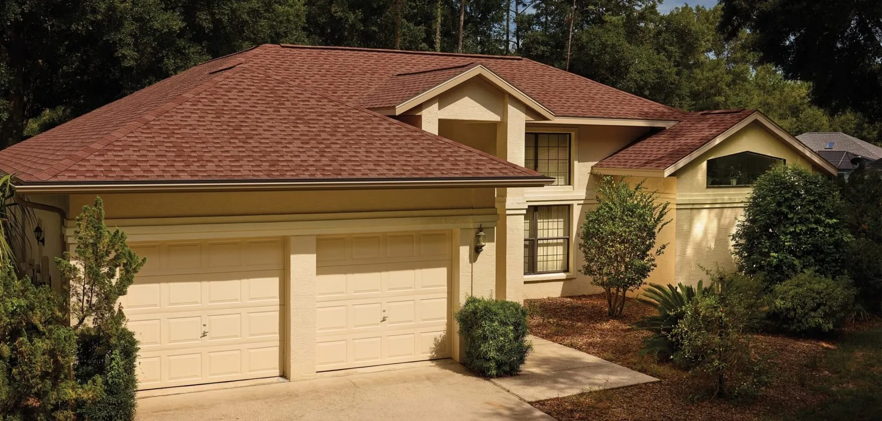 A single-storey home in North Texas after a roof replacement